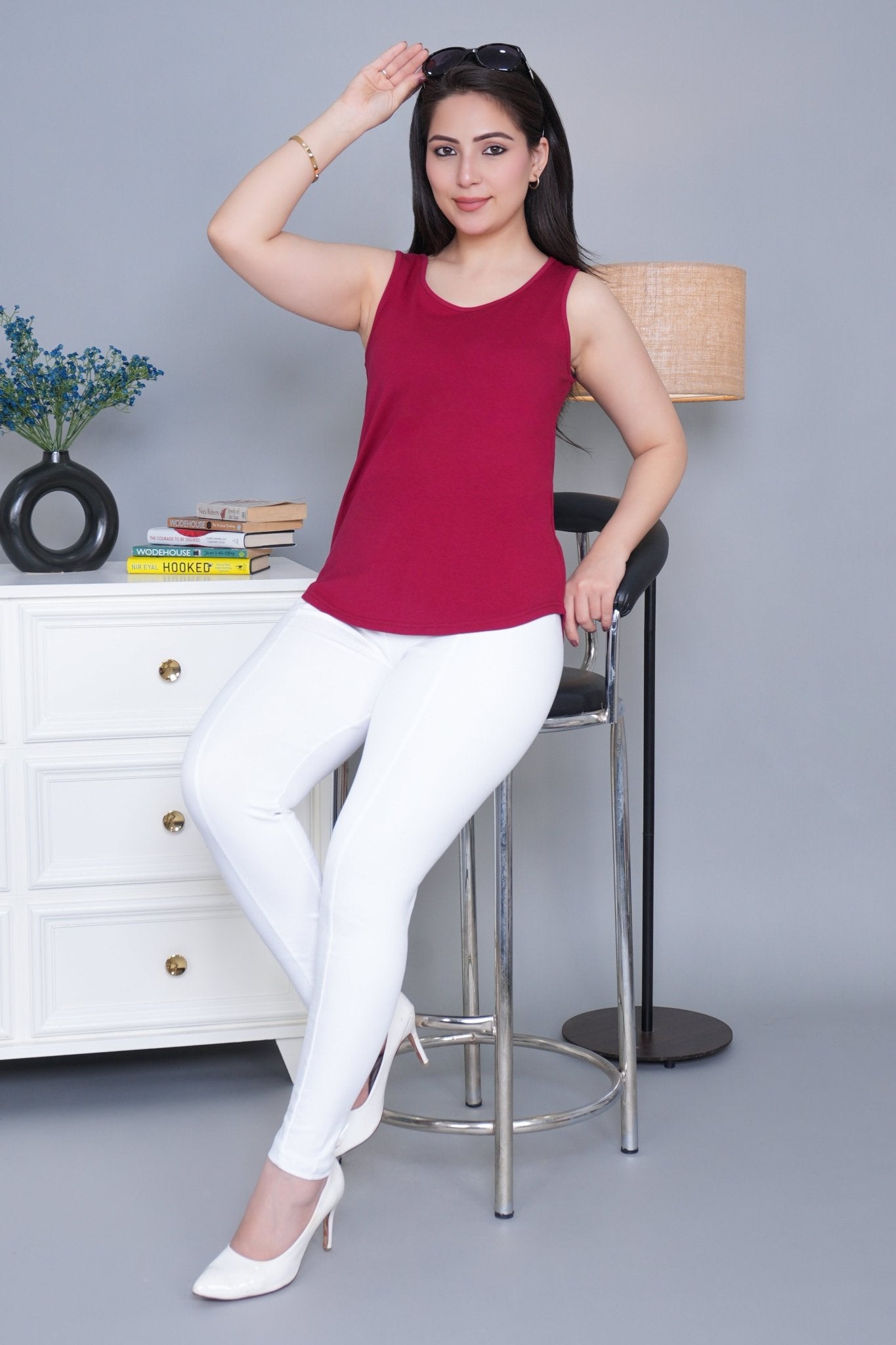 Maroon Cotton vest [100% Cotton spandex] - Cotton vest