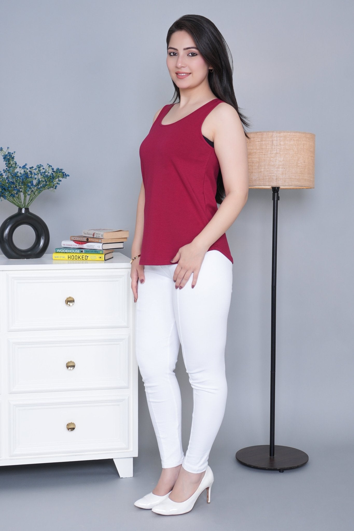 Maroon Cotton vest [100% Cotton spandex] - Cotton vest