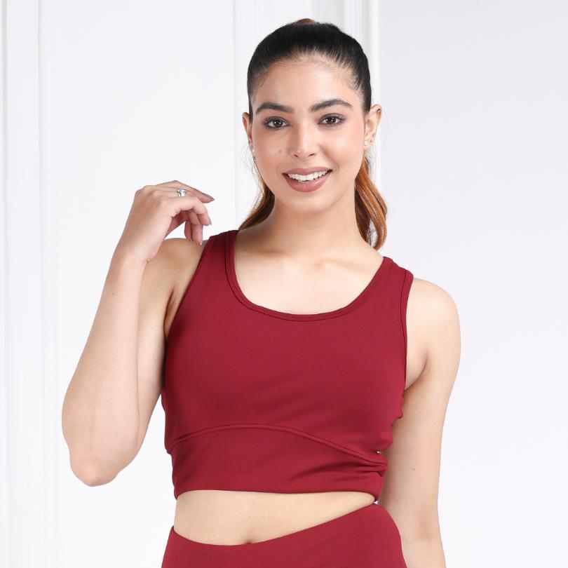 Maroon Melange All Day Mid Impact Luxury Active Bra - Active bra