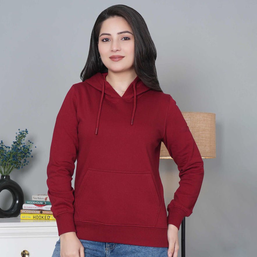 Maroon winter warm hoodies without zip with ultimate comfort - Winter hoodies