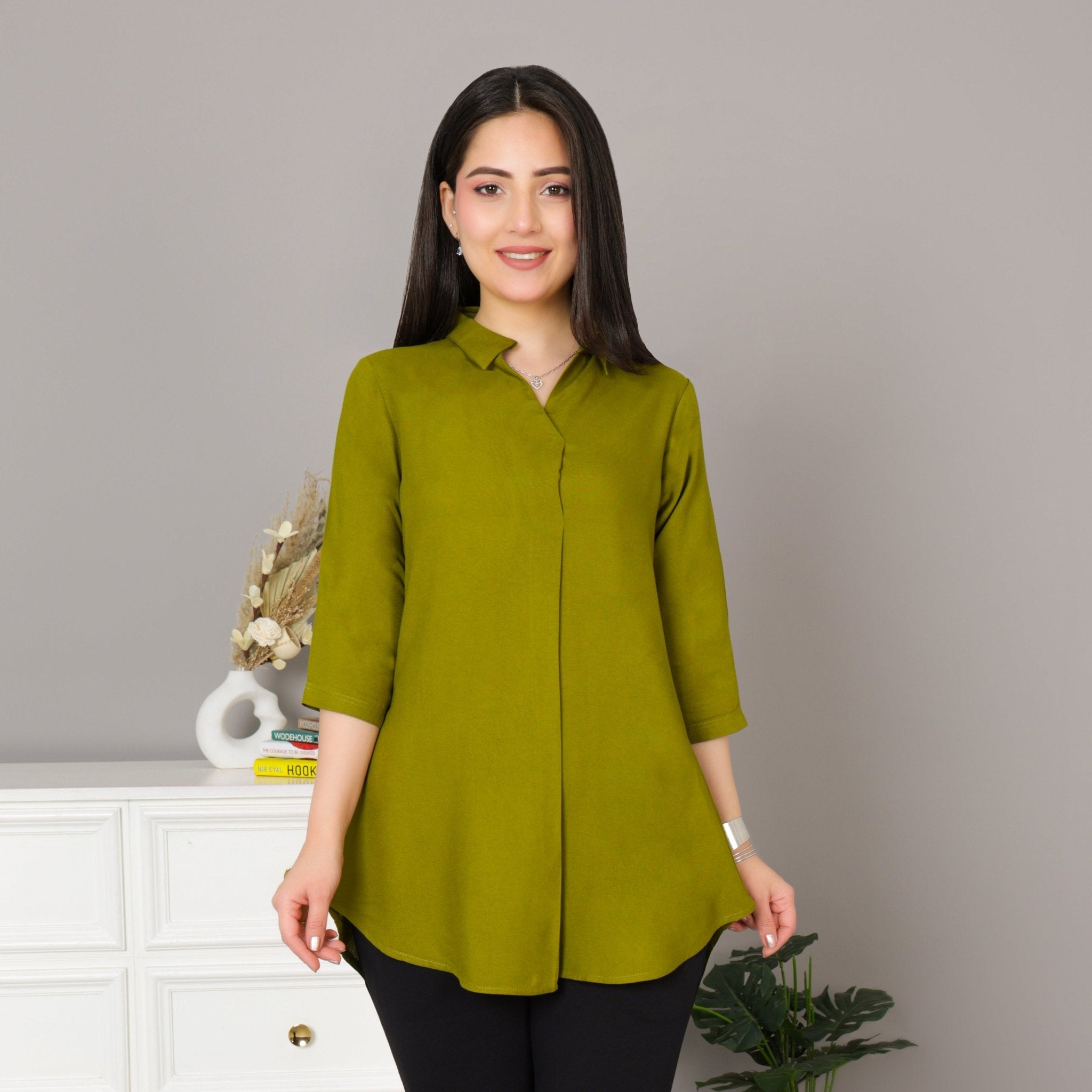 Mehndi rayon flare top [ Premium 100% Rayon, Liva Certified ] - Rayon flare top