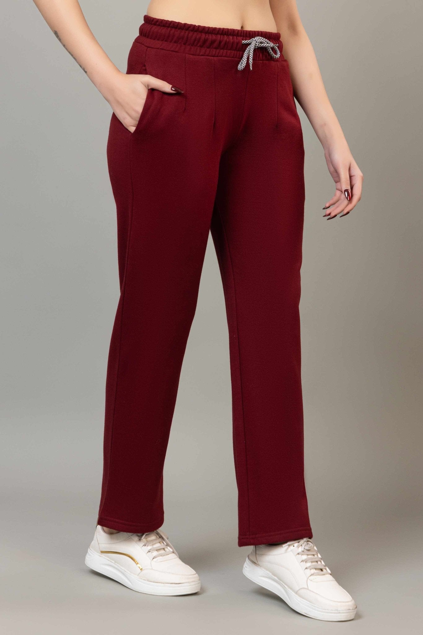 Mehroon winter warm straight fit pants - Winter straight pant