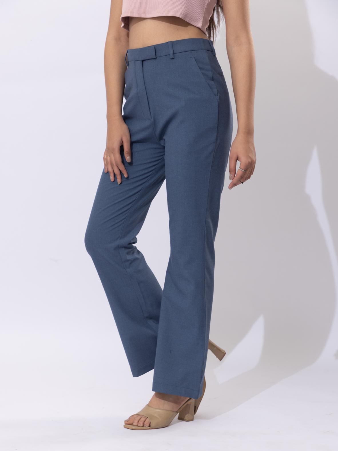 Midnight blue high waist formal flare pants with spandex [Bootcut flare] - Formal flare pants