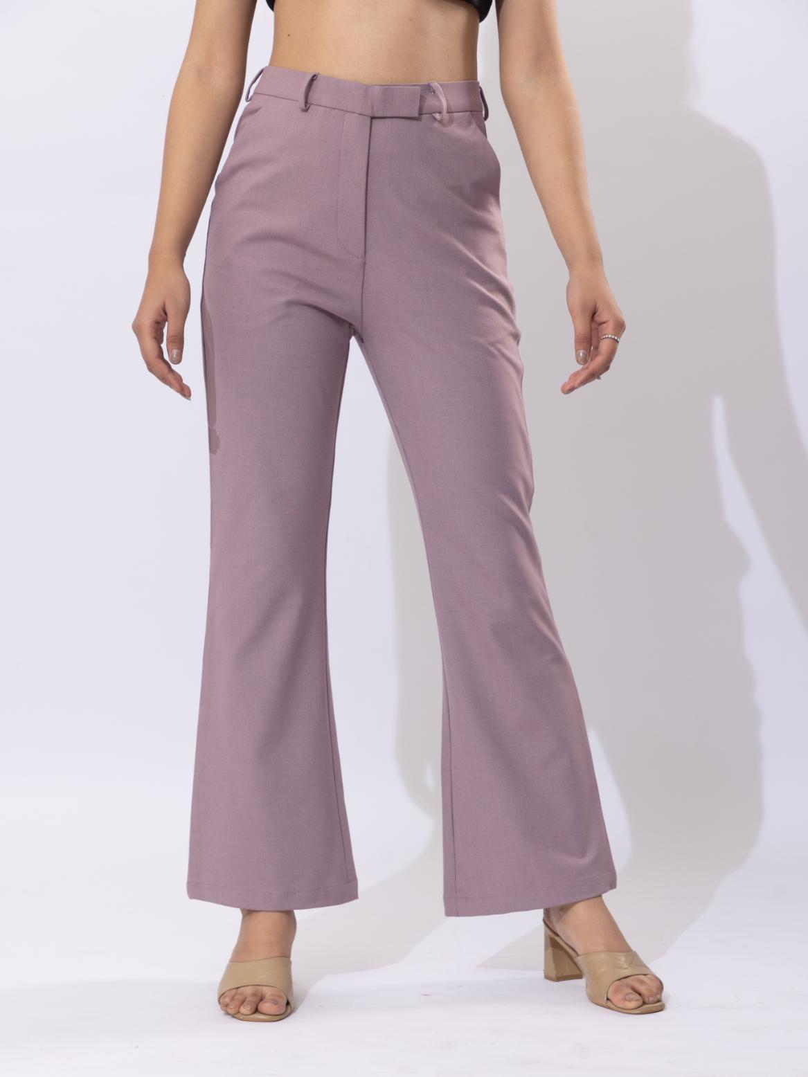 Misty rose high waist formal flare pants with spandex [Bootcut flare] - Formal flare pants