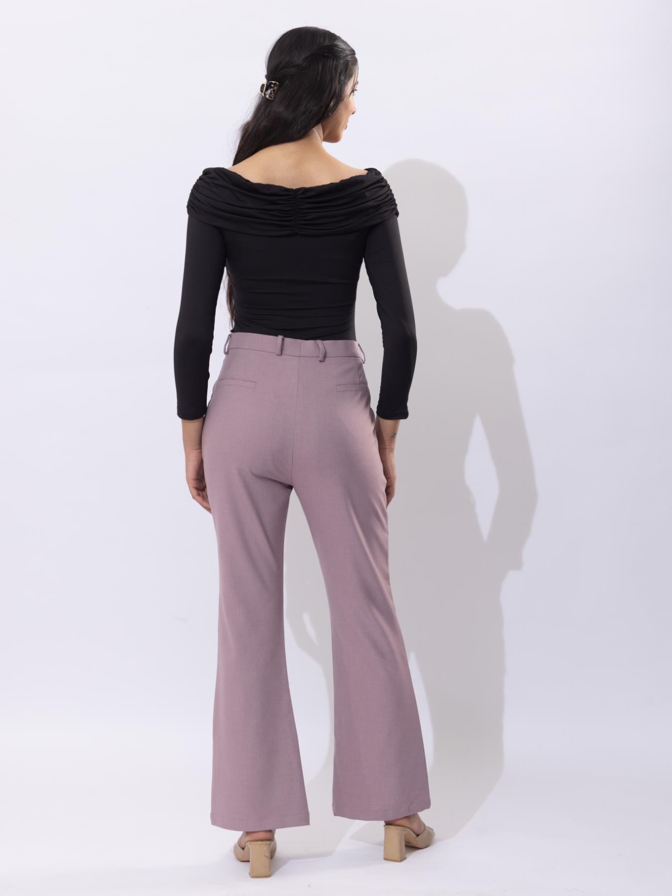 Misty rose high waist formal flare pants with spandex [Bootcut flare] - Formal flare pants