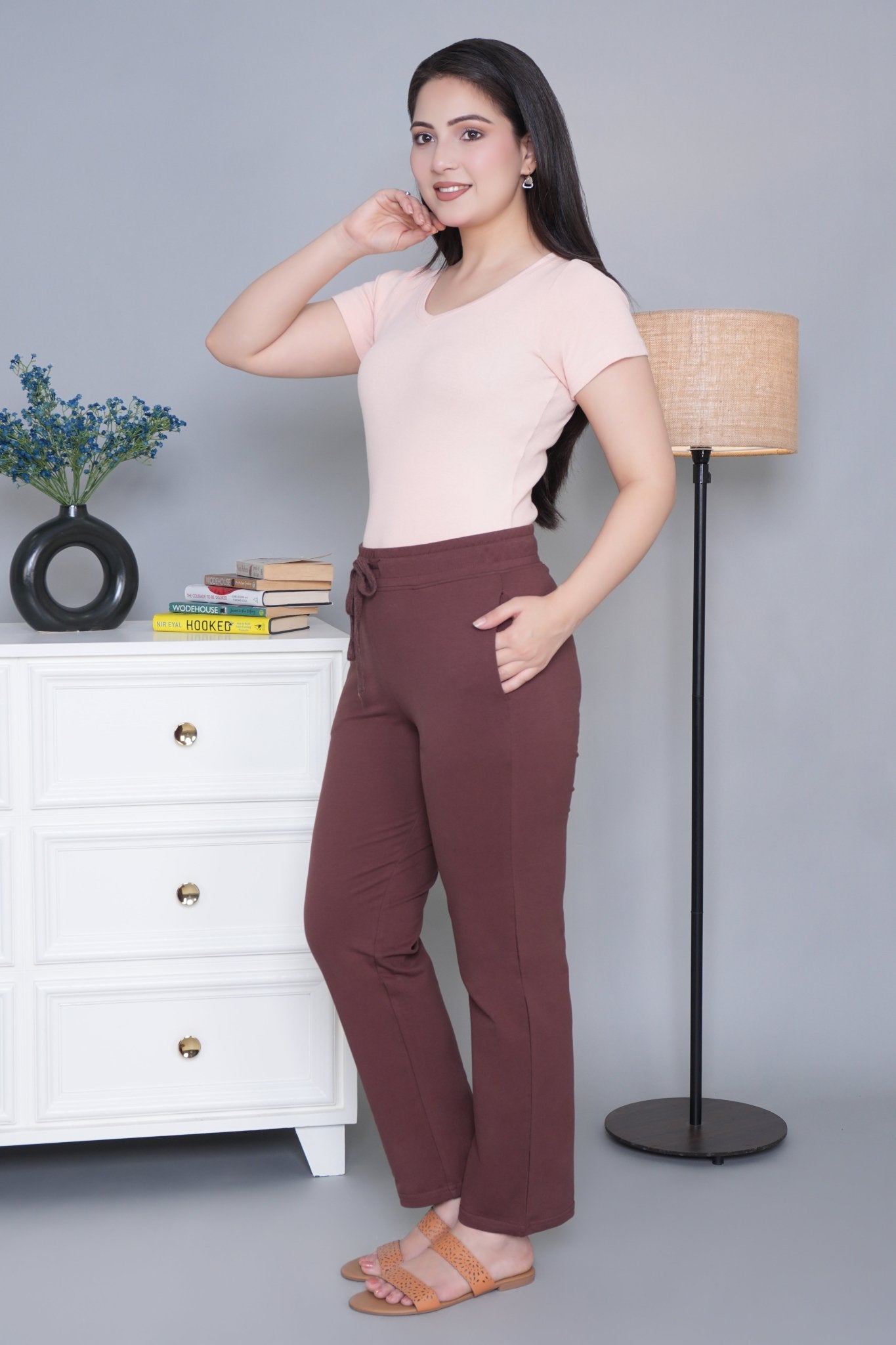Mocha all day home pants with extra comfort. [100% Cotton Lycra] - All day home pant