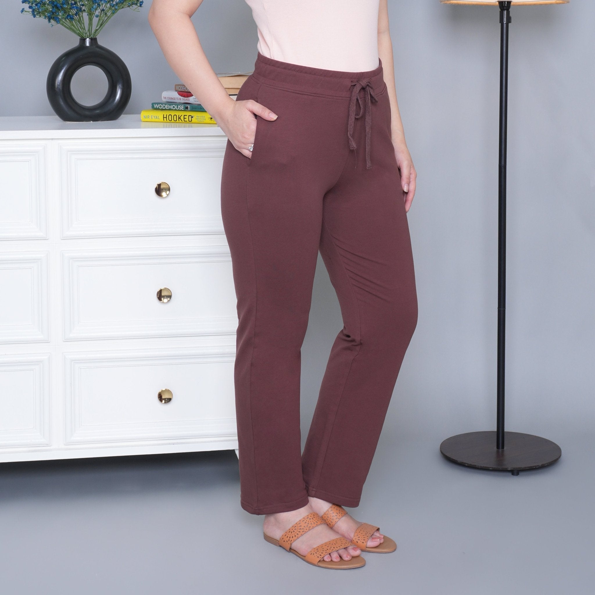 Mocha all day home pants with extra comfort. [100% Cotton Lycra] - All day home pant