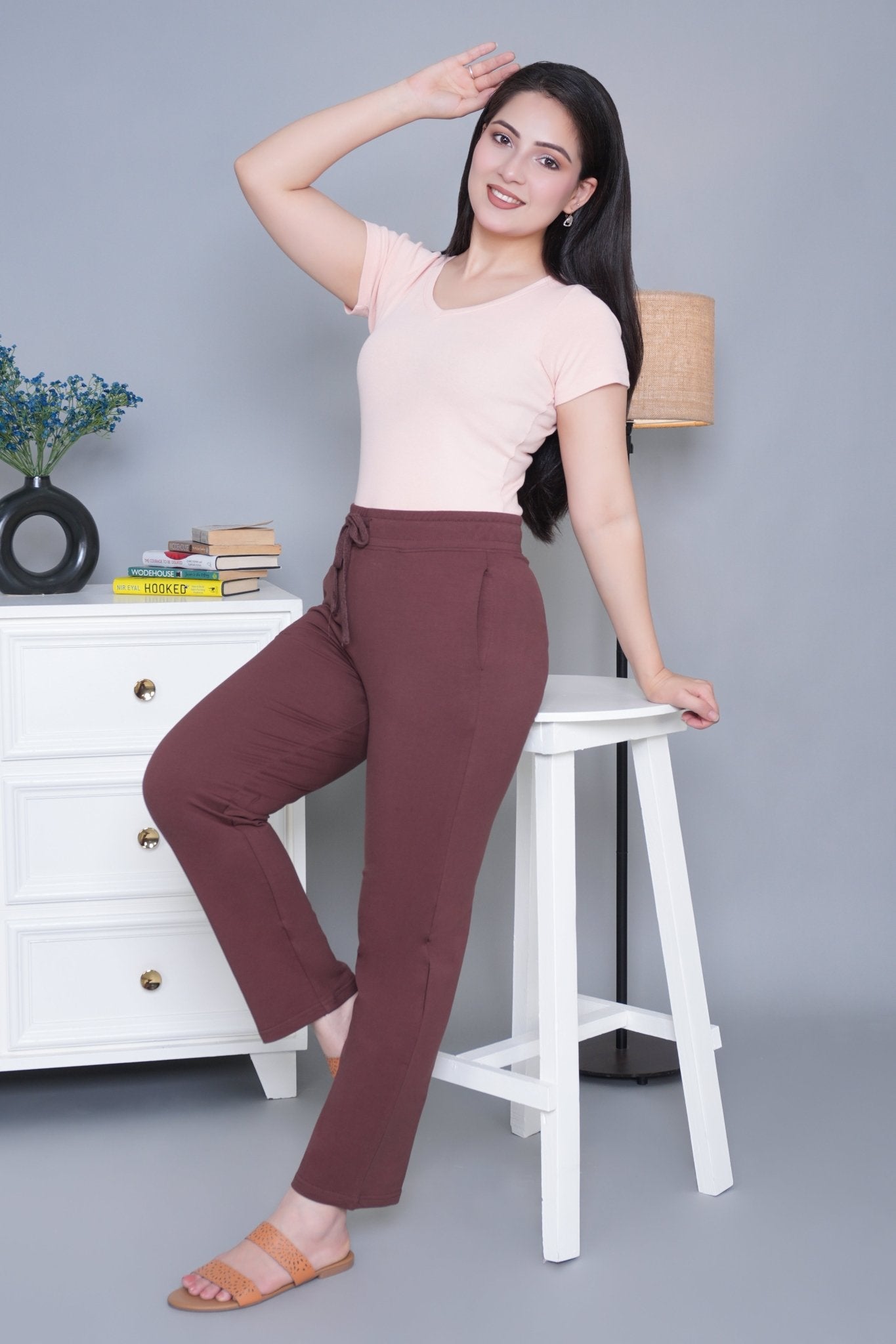 Mocha all day home pants with extra comfort. [100% Cotton Lycra] - All day home pant