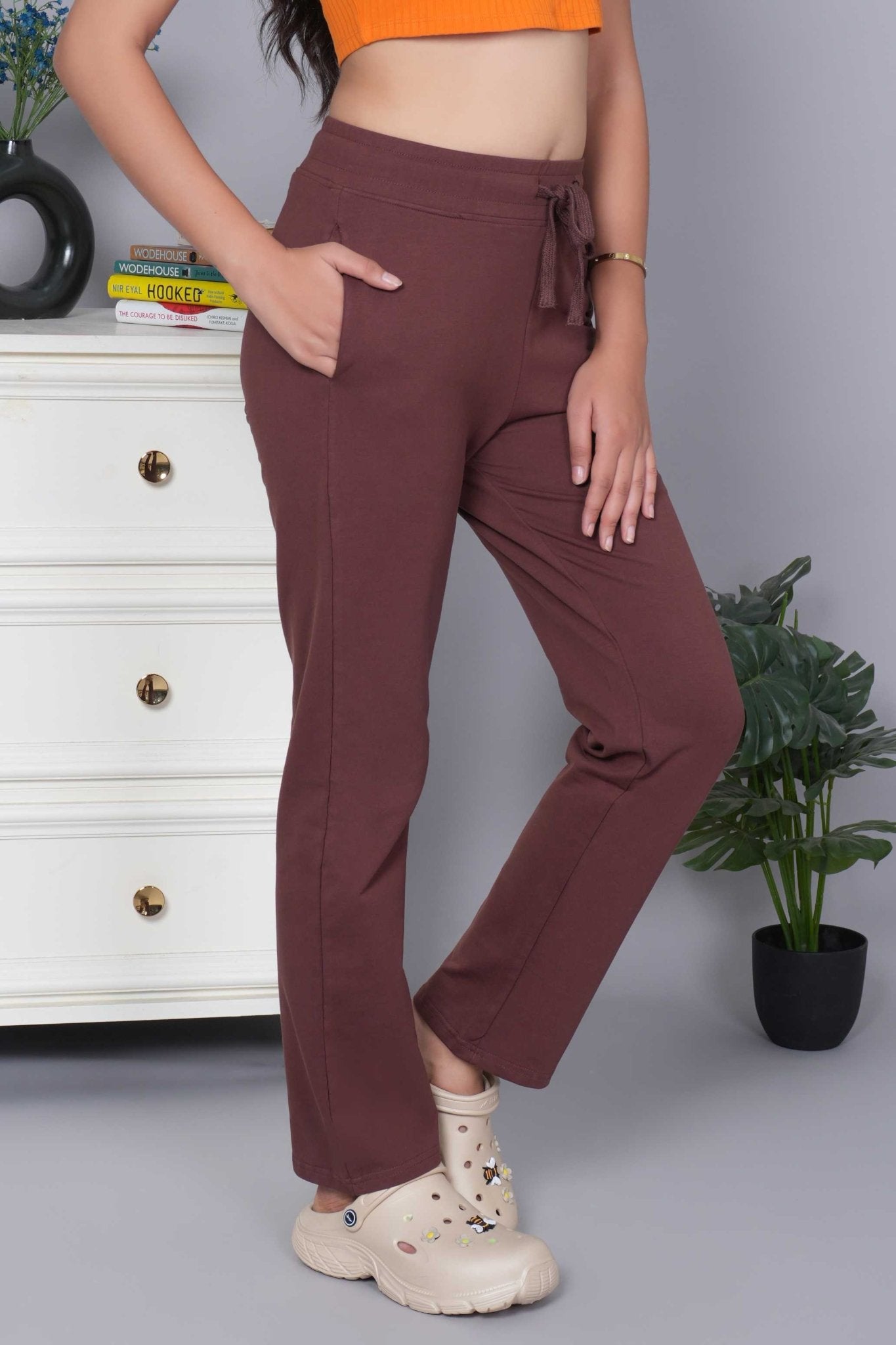Mocha all day home pants with extra comfort. [100% USA HQ Cotton Lycra] - All day home pant