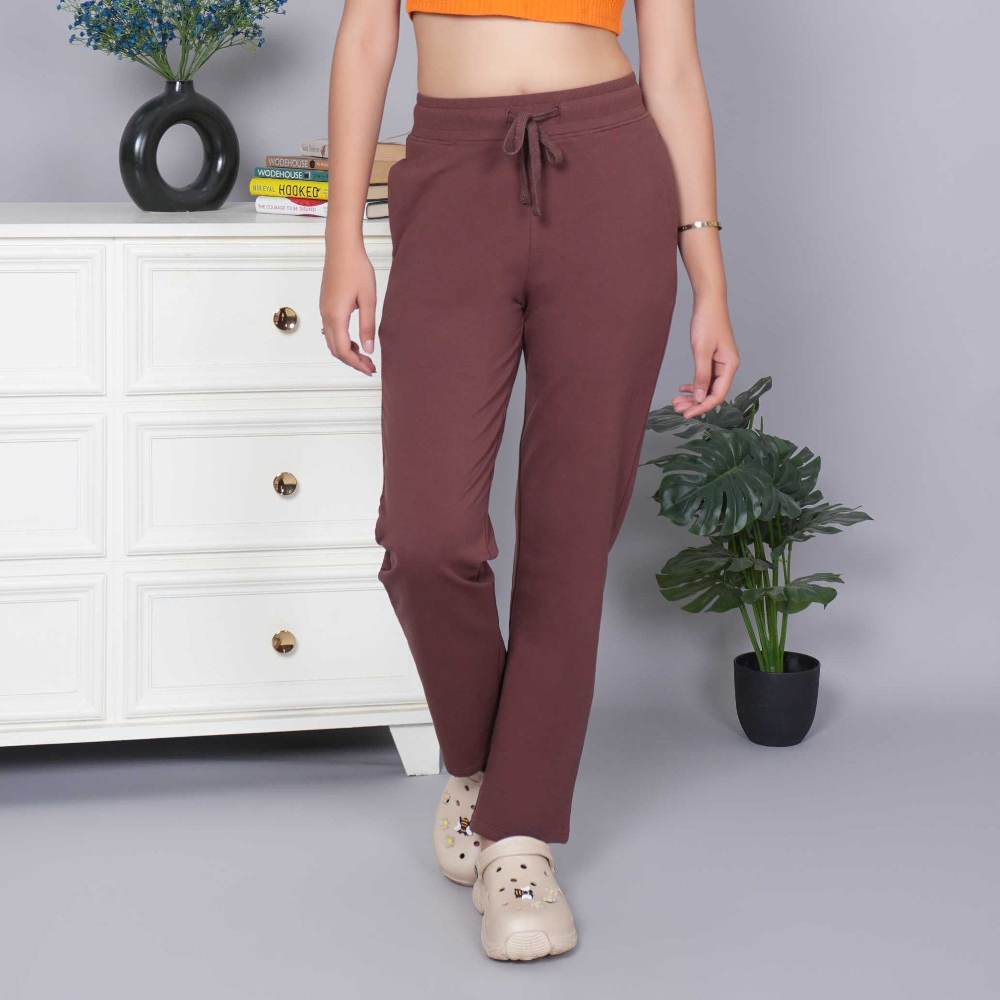 Mocha all day home pants with extra comfort. [100% USA HQ Cotton Lycra] - All day home pant