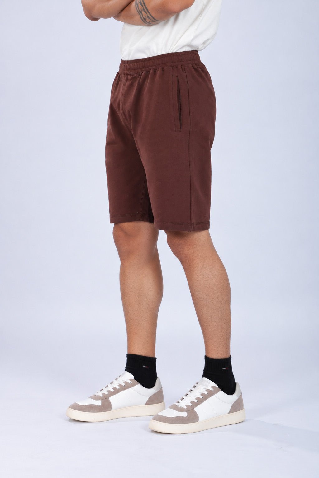 Mocha all day shorts with extra comfort. [100% Cotton Lycra] -All day home shorts