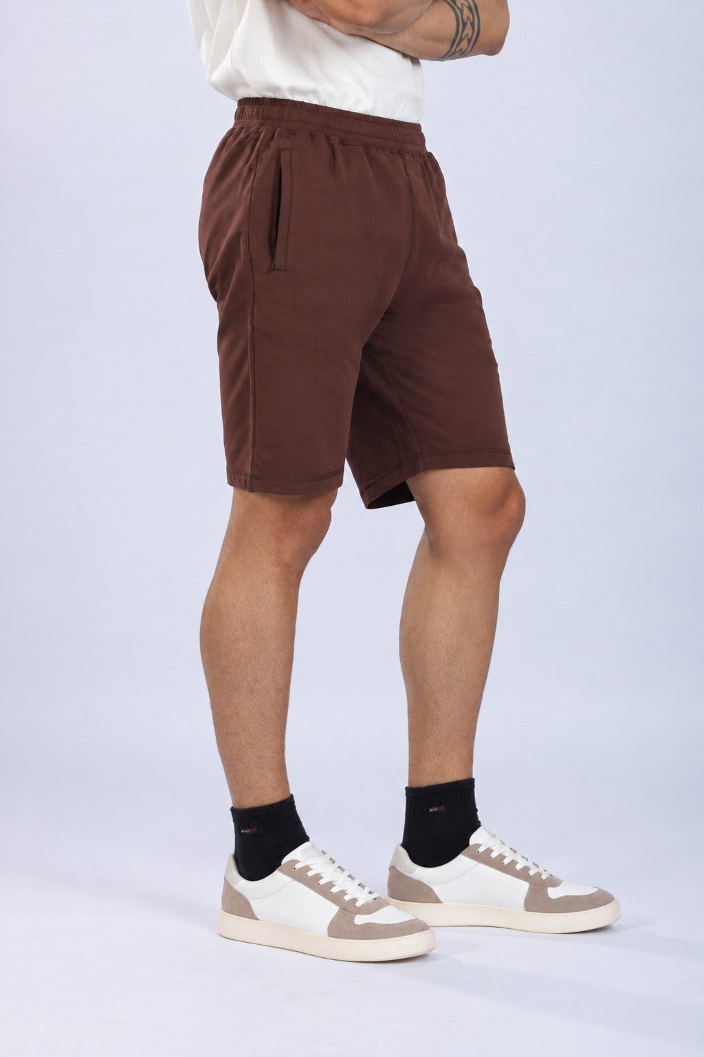 Mocha all day shorts with extra comfort. [100% Cotton Lycra] -All day home shorts