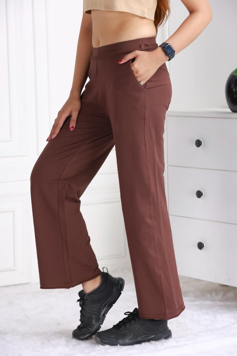 Mocha all day wide flare pants with extra comfort. [100% USA HQ Cotton Lycra] extra flare. - All day wide flare pant