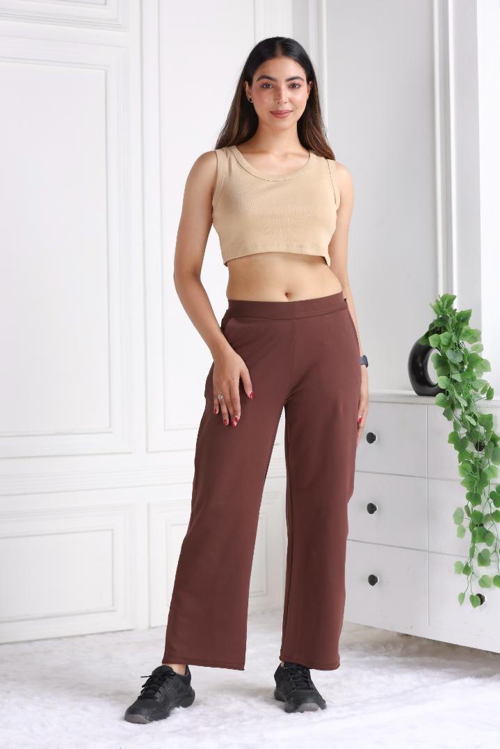 Mocha all day wide flare pants with extra comfort. [100% USA HQ Cotton Lycra] extra flare. - All day wide flare pant