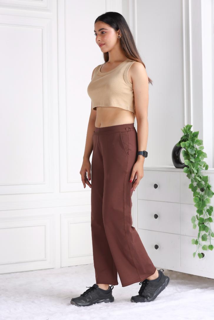 Mocha all day wide flare pants with extra comfort. [100% USA HQ Cotton Lycra] extra flare. - All day wide flare pant