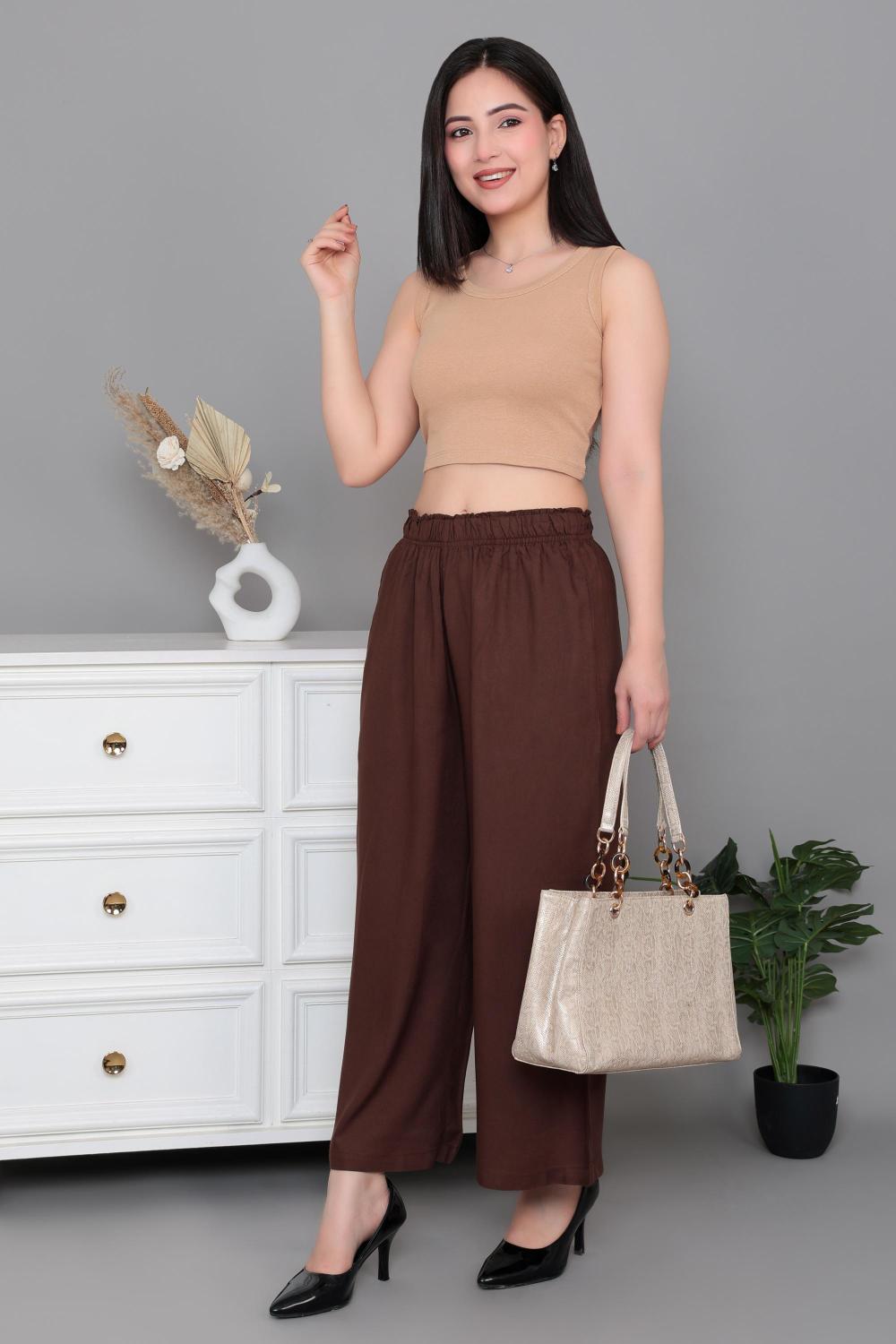 Mocha rayon palazzo [ 100% Rayon, Liva Certified ] -Palazzo
