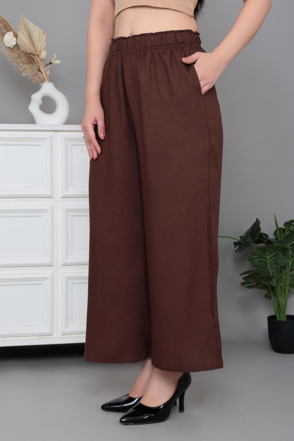 Mocha rayon palazzo [ 100% Rayon, Liva Certified ] -Palazzo