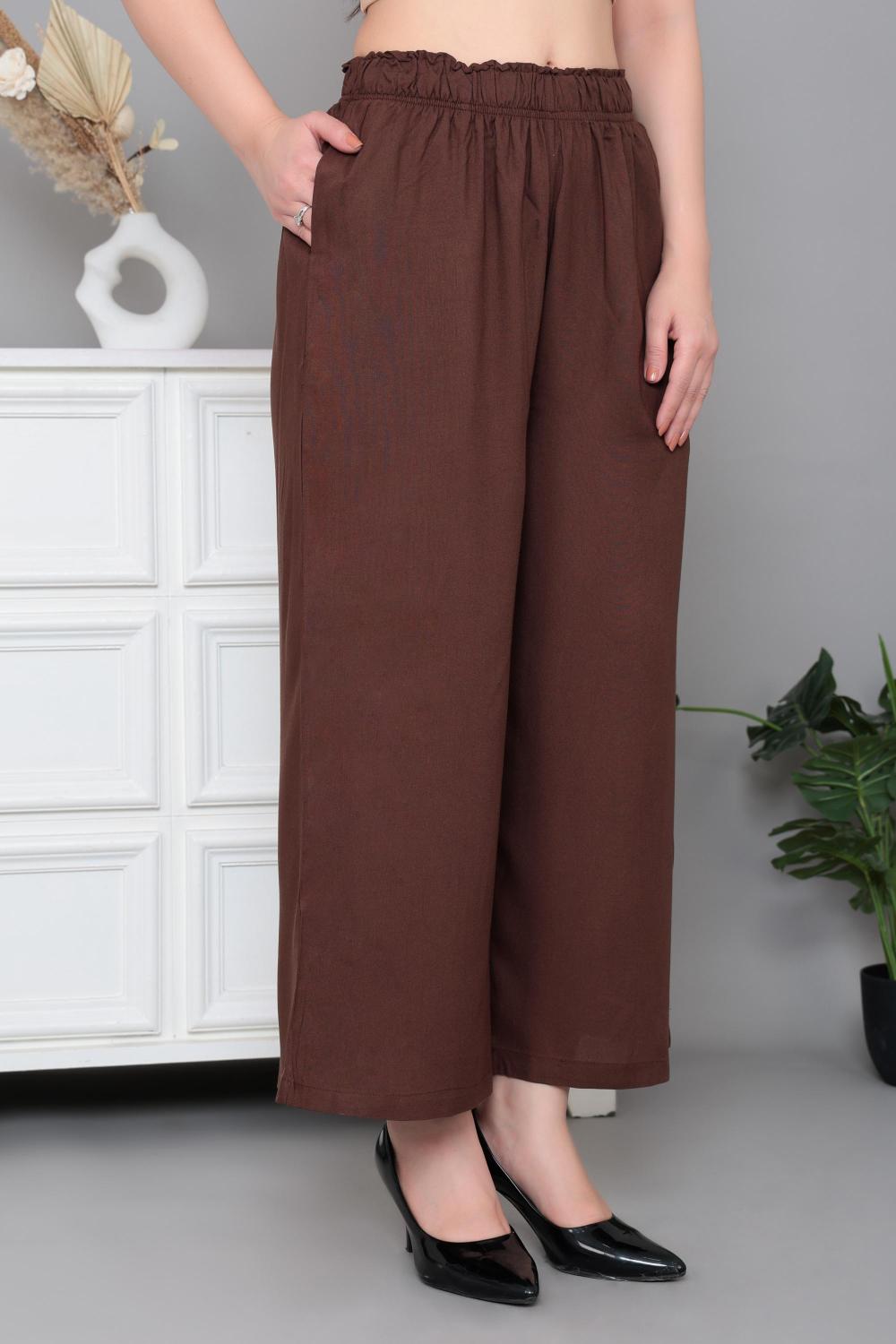 Mocha rayon palazzo [ 100% Rayon, Liva Certified ] -Palazzo