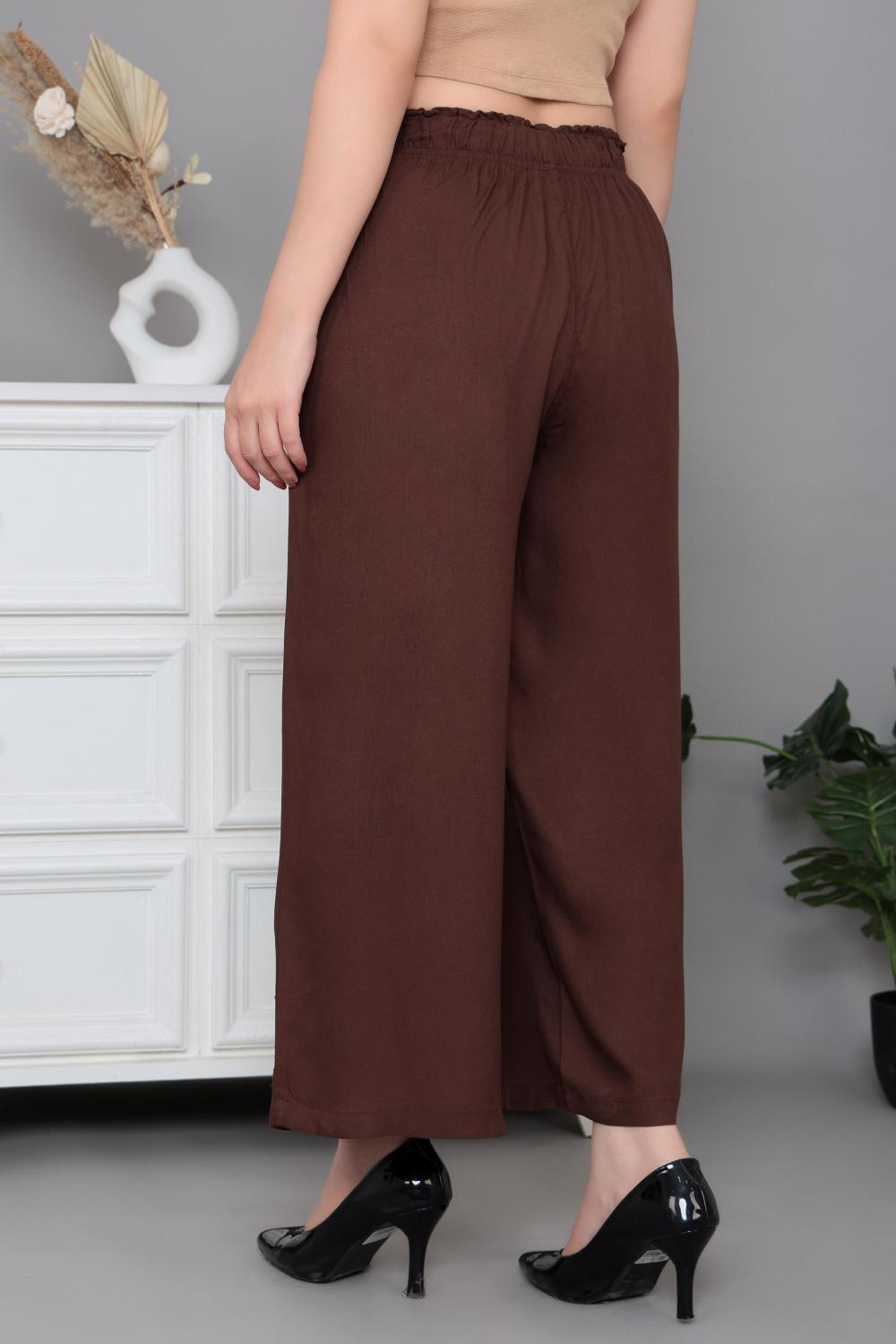 Mocha rayon palazzo [ 100% Rayon, Liva Certified ] -Palazzo