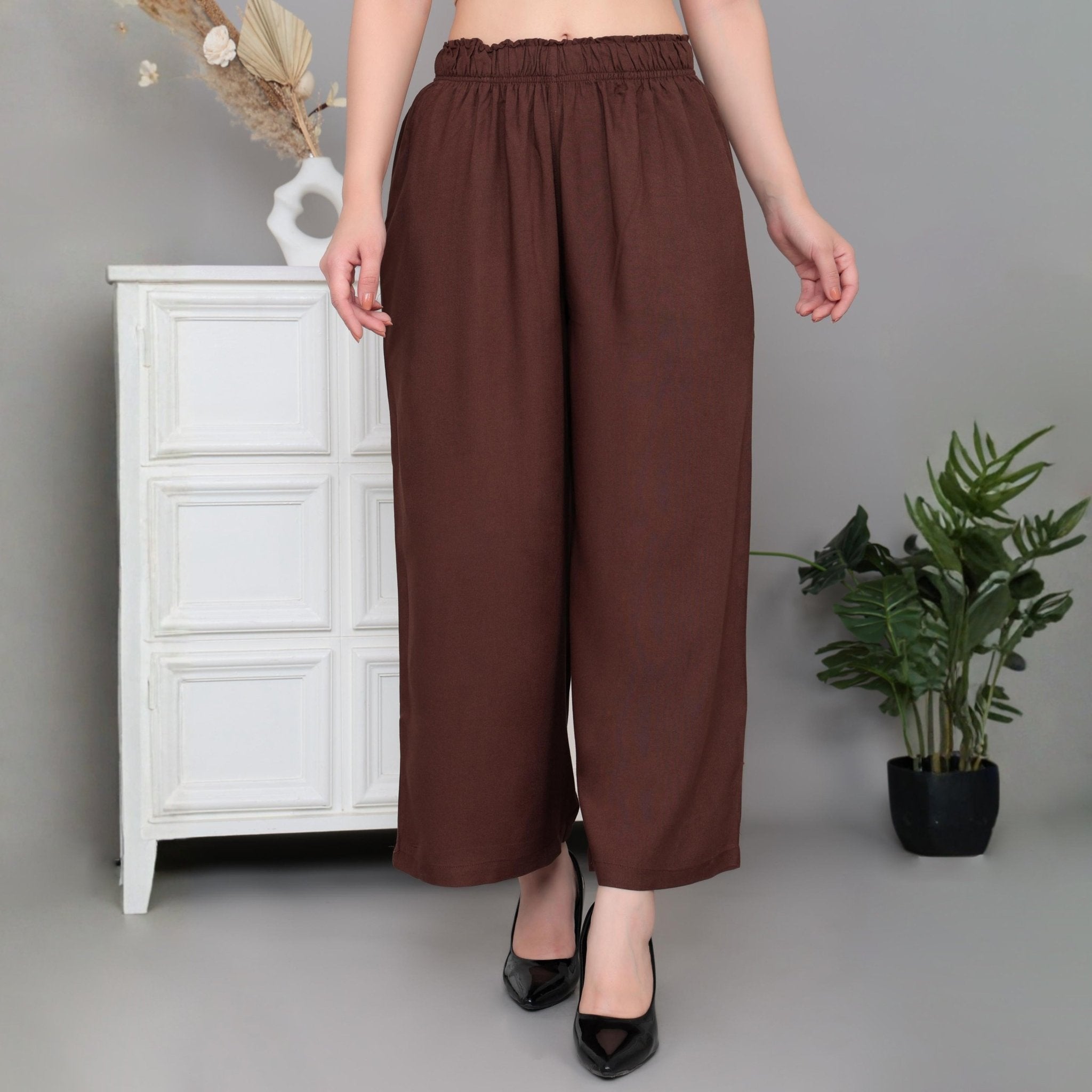 Mocha rayon palazzo [ 100% Rayon, Liva Certified ] -Palazzo