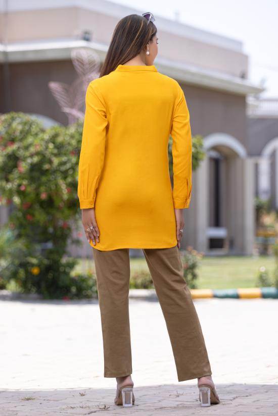 Mustard Longline shirt [ 100% Rayon, Liva Certified ] - Long line shirt