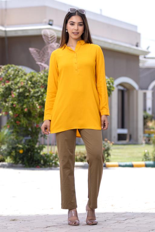 Mustard Longline shirt [ 100% Rayon, Liva Certified ] - Long line shirt