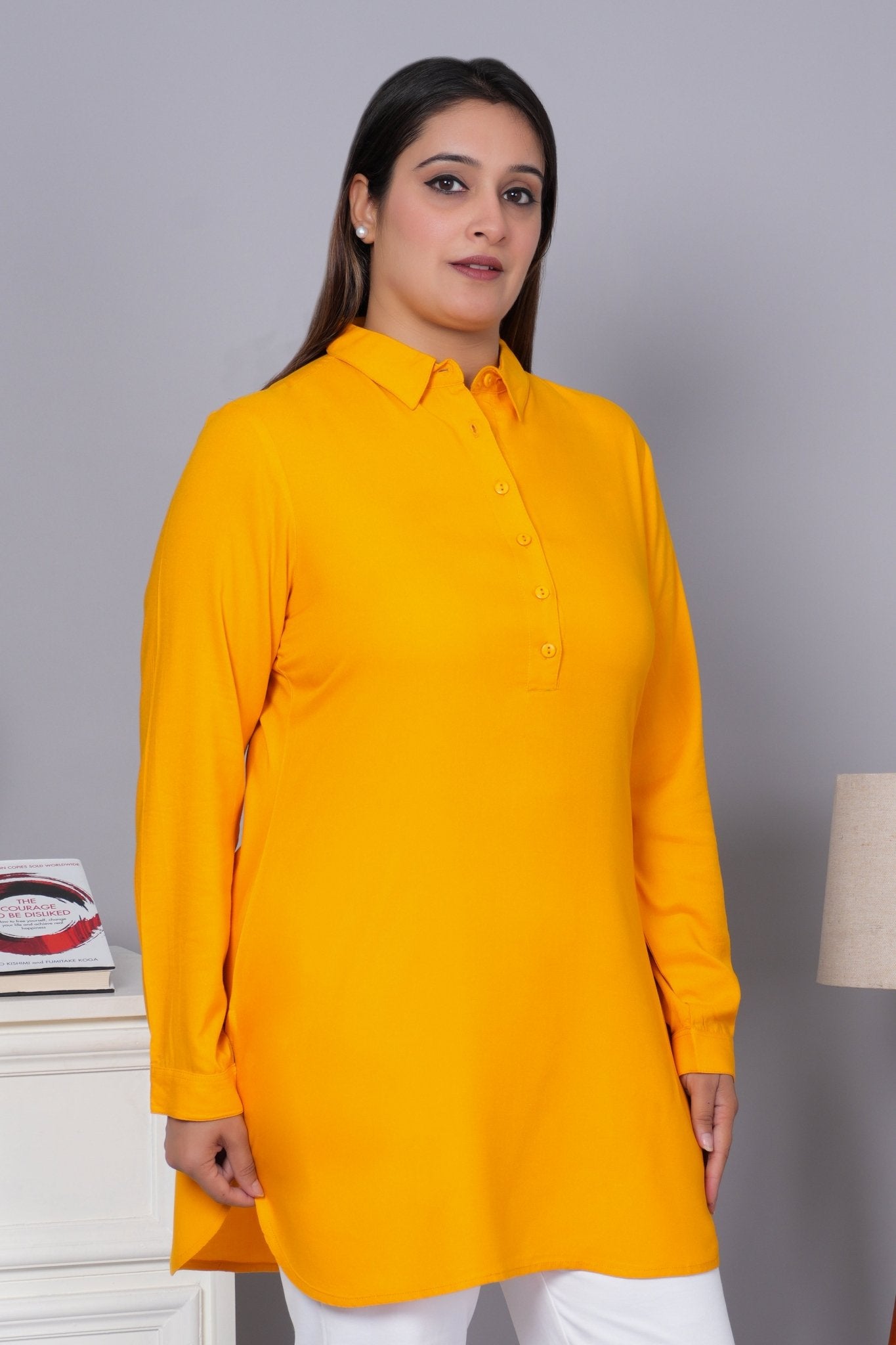 Mustard Longline shirt [ 100% Rayon, Liva Certified ] - Long line shirt