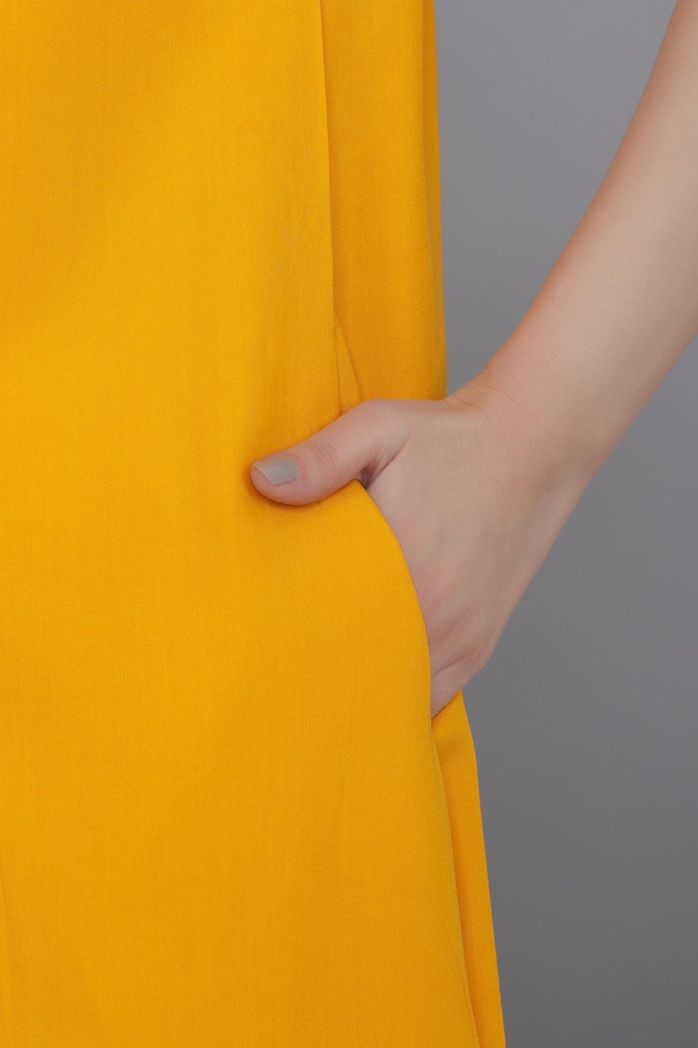 Mustard rayon flare dress with pocket [ Premium 100% Rayon, Liva Certified ] -Rayon flare dress with pocket