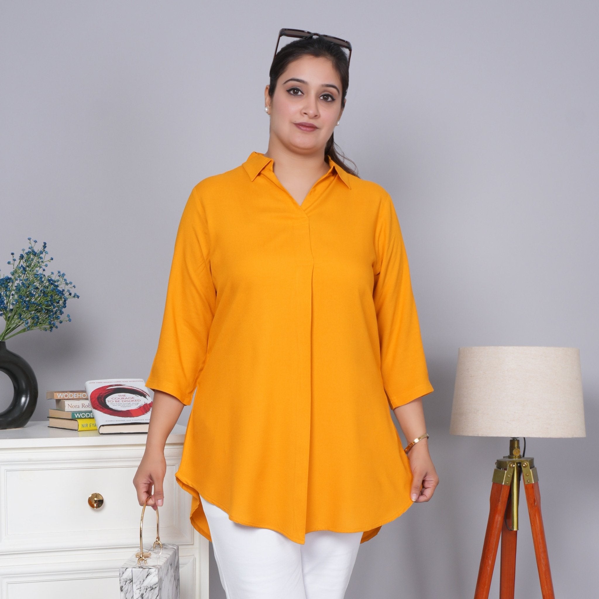 Mustard rayon flare top [ 100% Rayon, Liva Certified ] - Rayon flare top