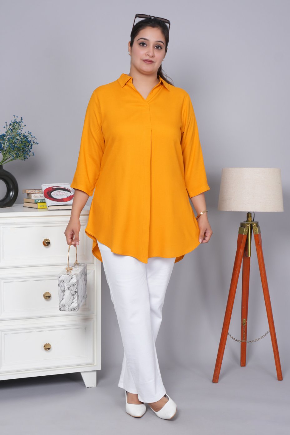 Mustard rayon flare top [ 100% Rayon, Liva Certified ] - Rayon flare top