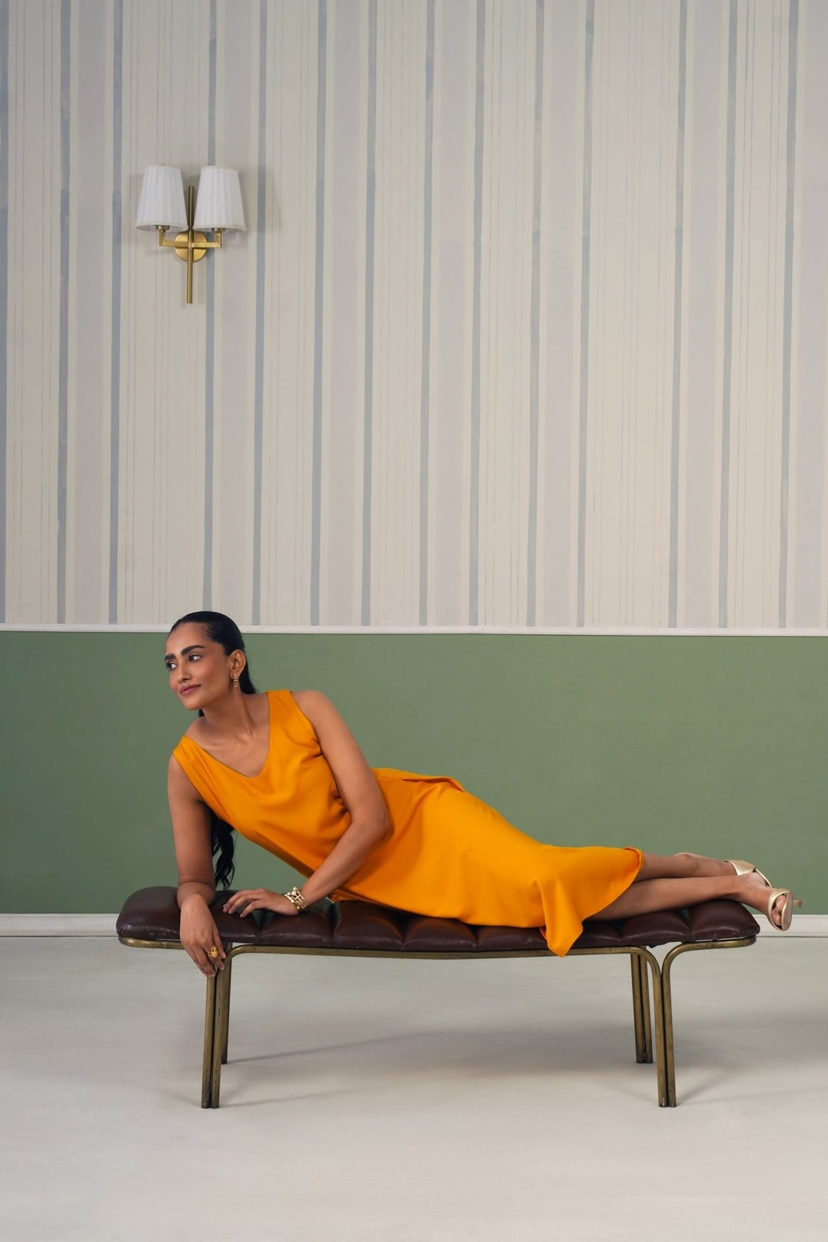 Mustard rayon line dress with pocket [ Premium 100% Rayon, Liva Certified ] -Rayon line dress with pocket