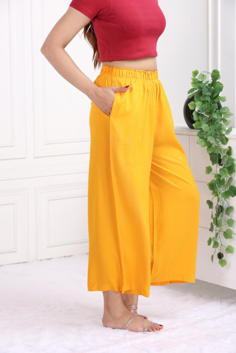 Mustard rayon palazzo [ 100% Rayon, Liva Certified ] - Palazzo