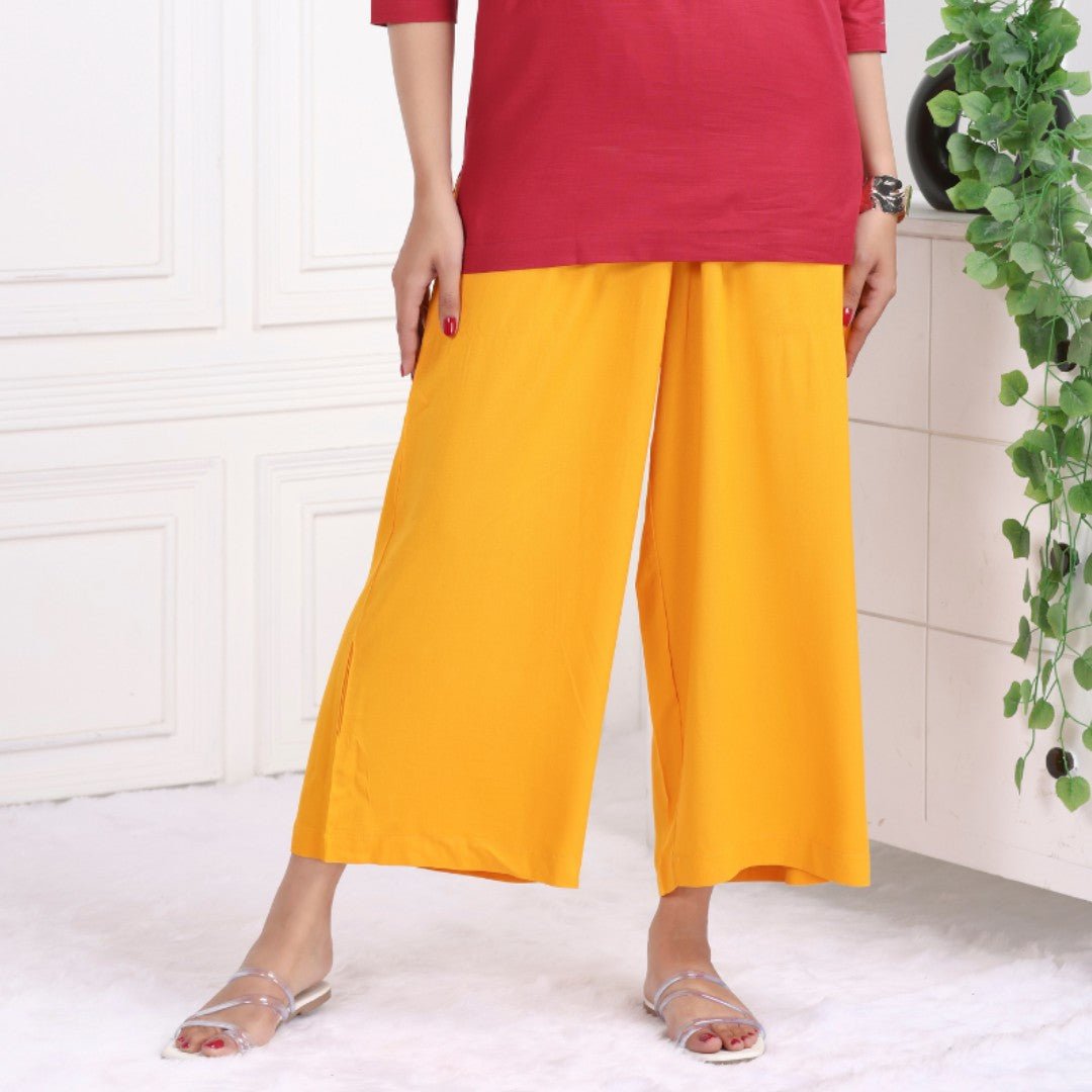 Mustard rayon palazzo [ 100% Rayon, Liva Certified ] - Palazzo