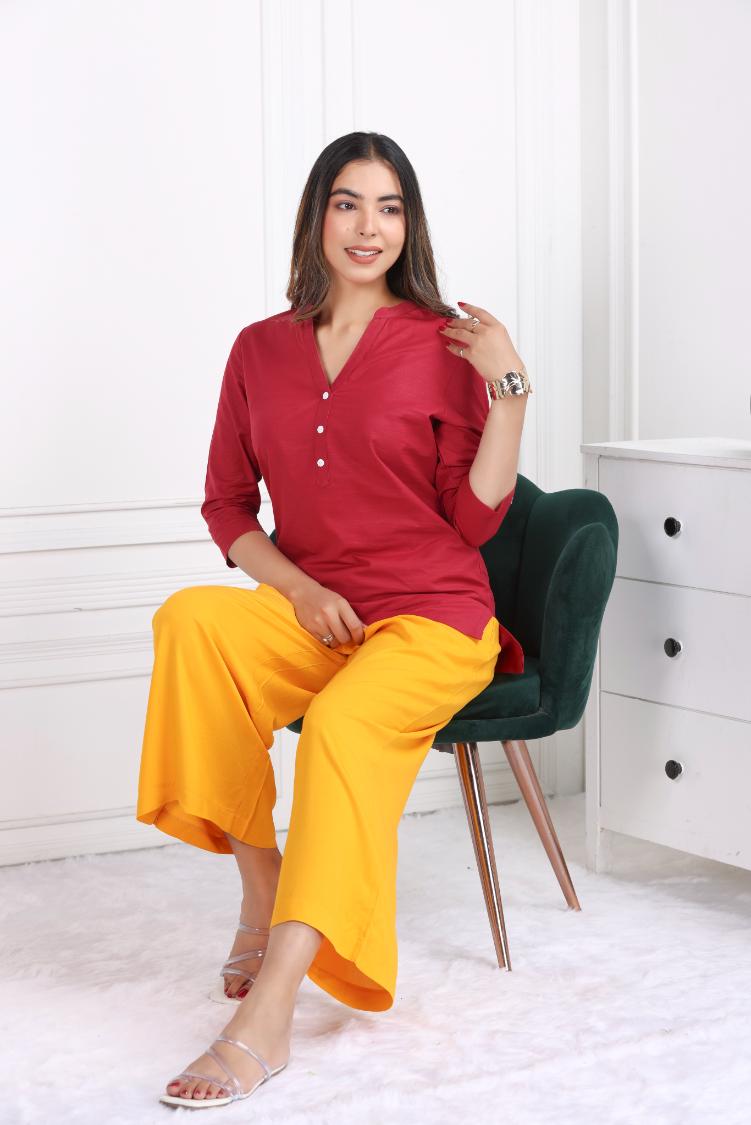 Mustard rayon palazzo [ 100% Rayon, Liva Certified ] - Palazzo