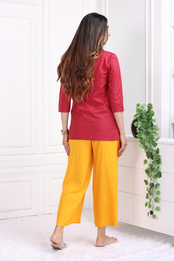 Mustard rayon palazzo [ 100% Rayon, Liva Certified ] - Palazzo