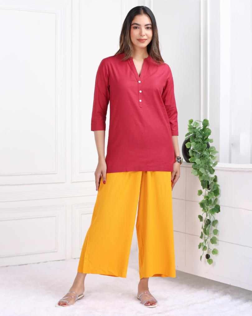 Mustard rayon palazzo [ 100% Rayon, Liva Certified ] - Palazzo