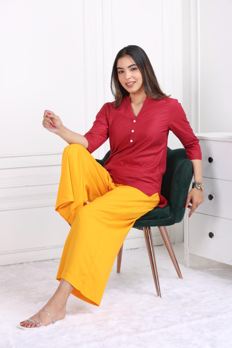 Mustard rayon palazzo [ 100% Rayon, Liva Certified ] - Palazzo