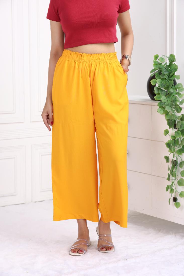 Mustard rayon palazzo [ 100% Rayon, Liva Certified ] - Palazzo