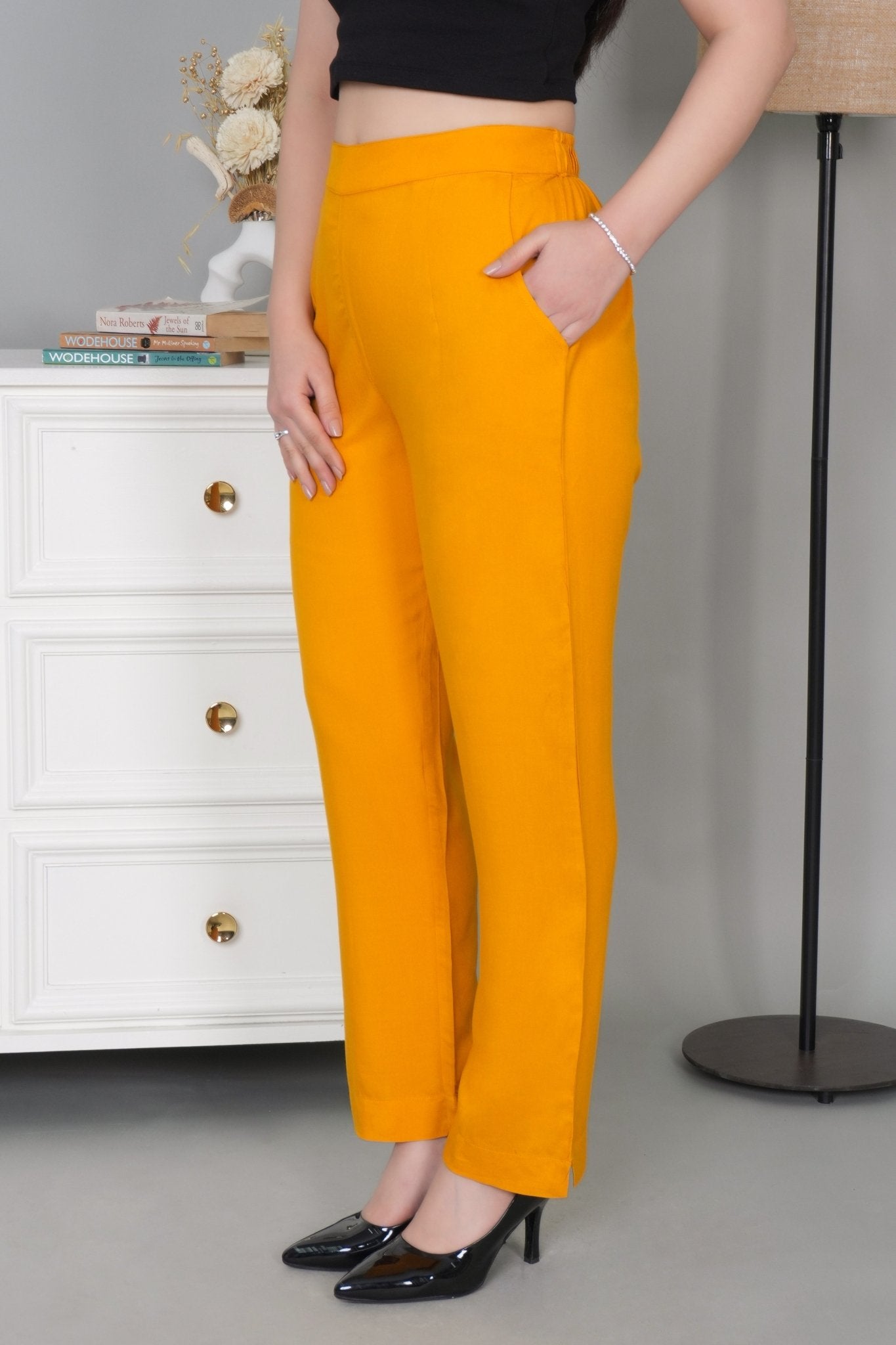 Mustard rayon pant [ 100% Rayon, Liva Certified ] - Rayon pants
