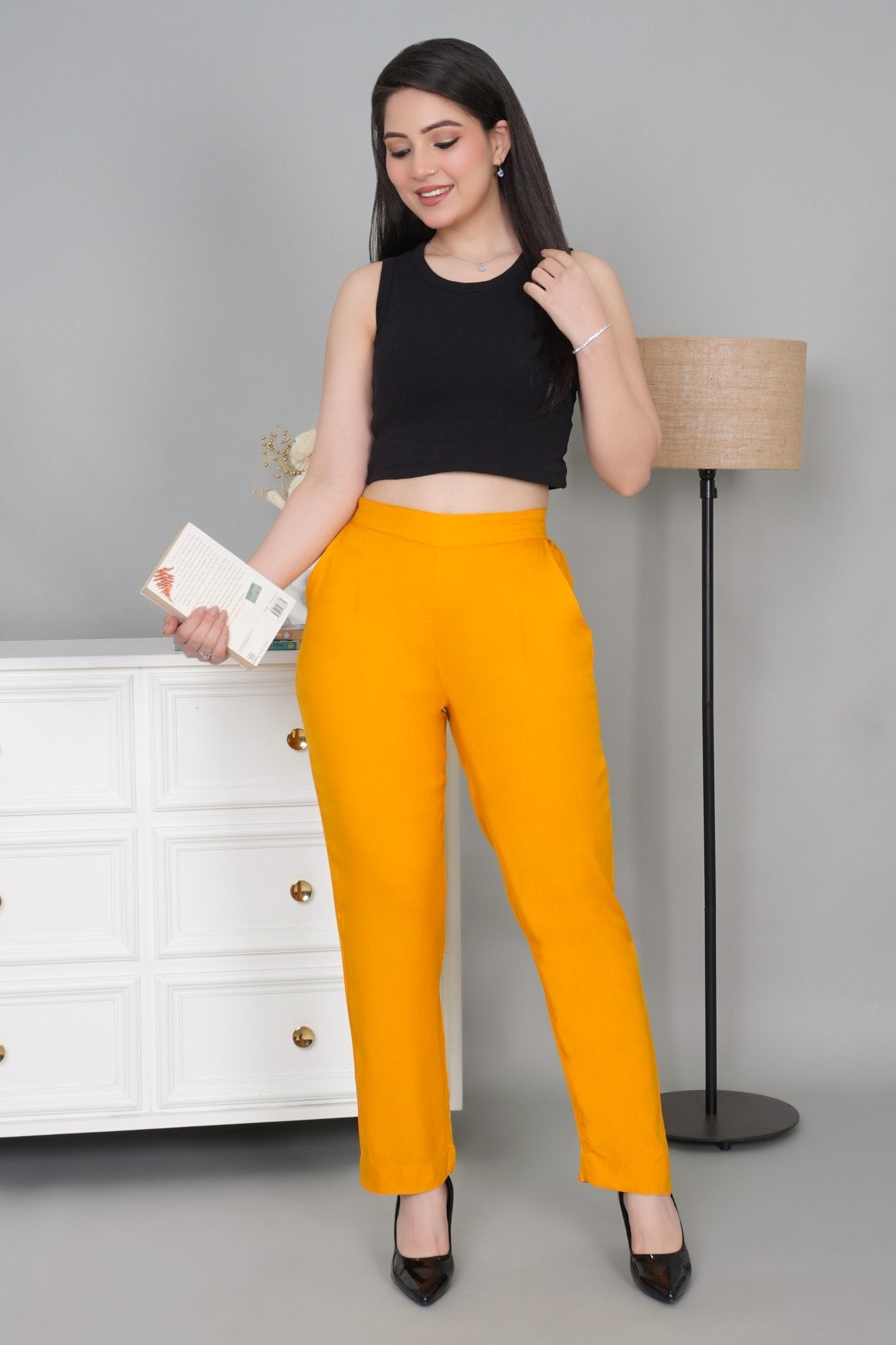 Mustard rayon pant [ 100% Rayon, Liva Certified ] - Rayon pants