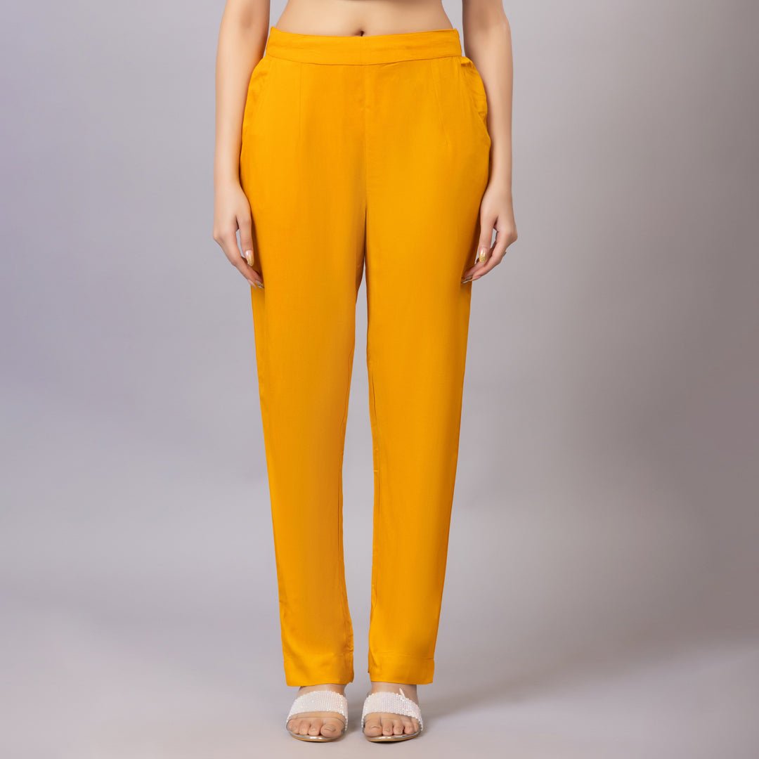 Mustard rayon pant [ 100% Rayon, Liva Certified ] - Rayon pants