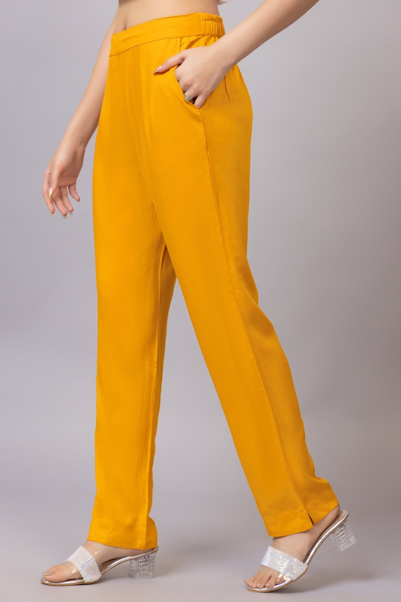 Mustard rayon pant [ 100% Rayon, Liva Certified ] - Rayon pants