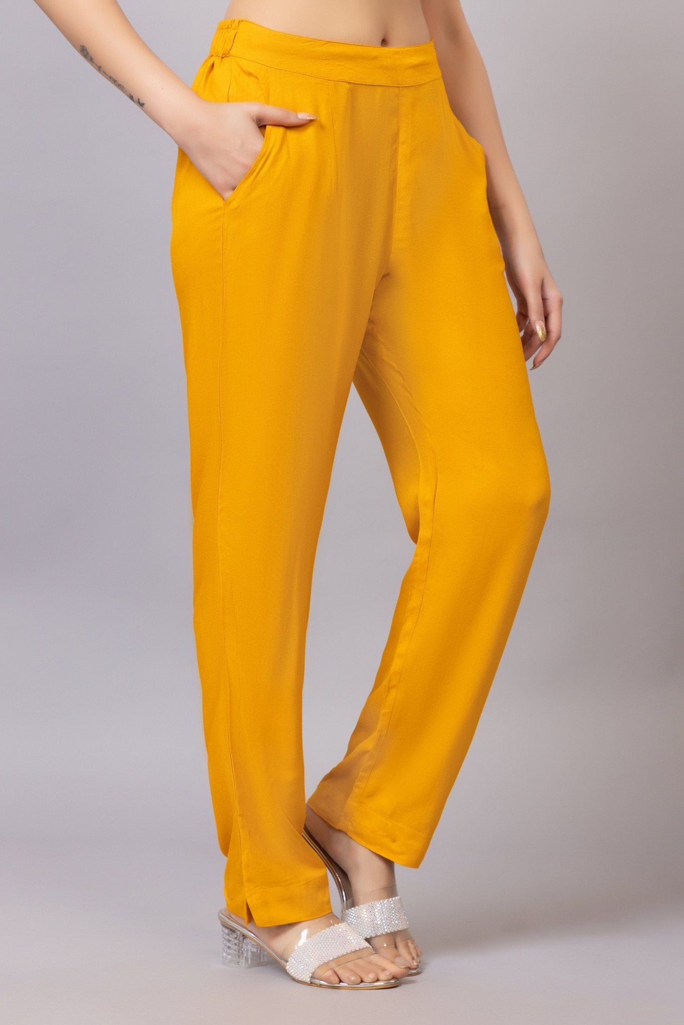 Mustard rayon pant [ 100% Rayon, Liva Certified ] - Rayon pants