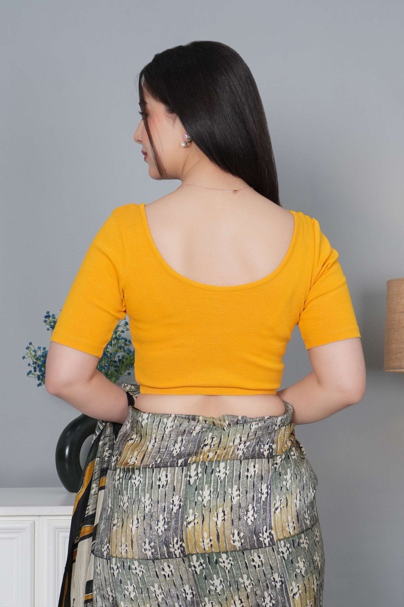 Mustard Rib Blouse [ 100% USA HQ Cotton, 280 GSM non transparent fabric ] - Rib blouse