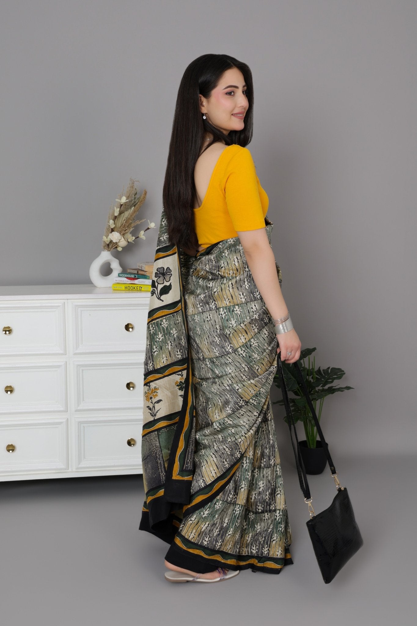 Mustard Rib Roundneck Half Sleeve Blouse [ 100% USA HQ Cotton, 280 GSM non transparent fabric ] - Rib blouse