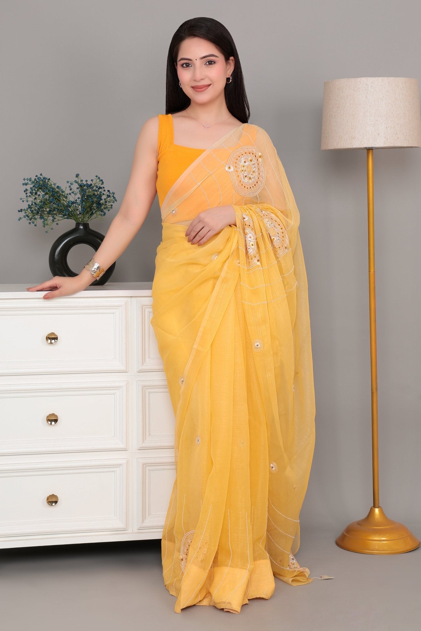 Mustard Rib Square Neck Sleeveless Blouse [ 100% USA HQ Cotton, 280 GSM non transparent fabric ] -Rib blouse