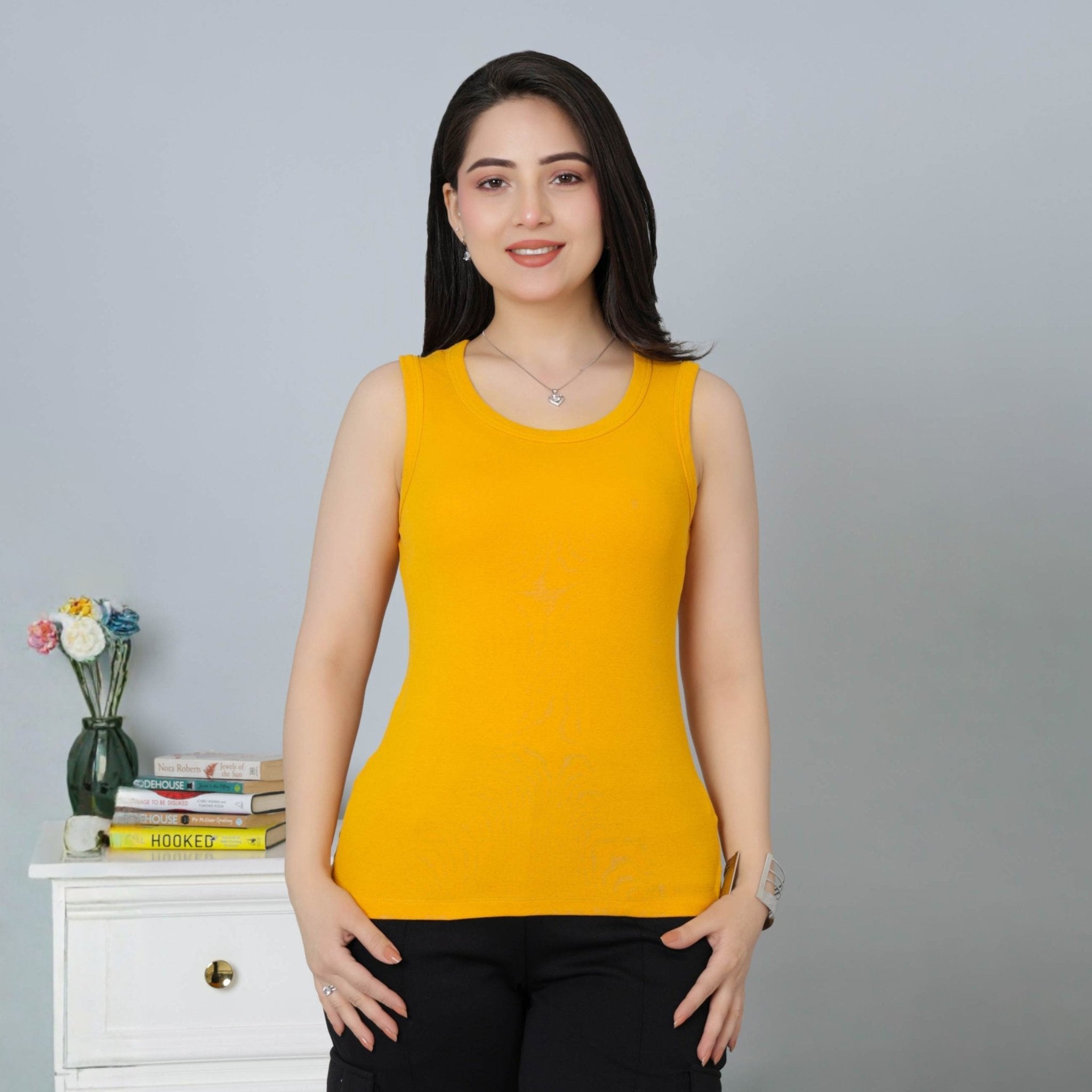 Mustard Rib Top [ 280 GSM non transparent fabric ] - Rib top