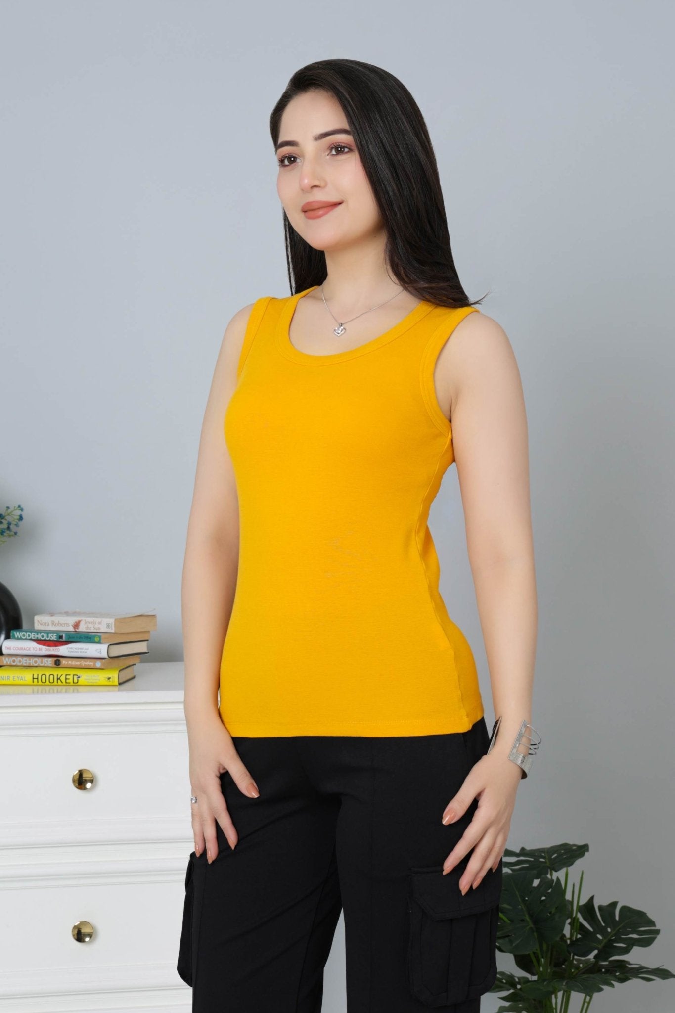 Mustard Rib Top [ 280 GSM non transparent fabric ] - Rib top