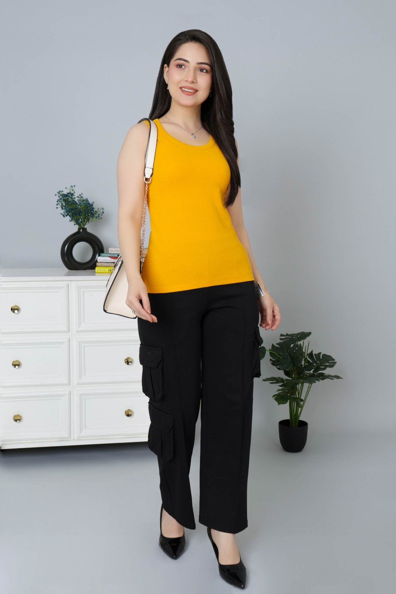 Mustard Rib Top [ 280 GSM non transparent fabric ] - Rib top
