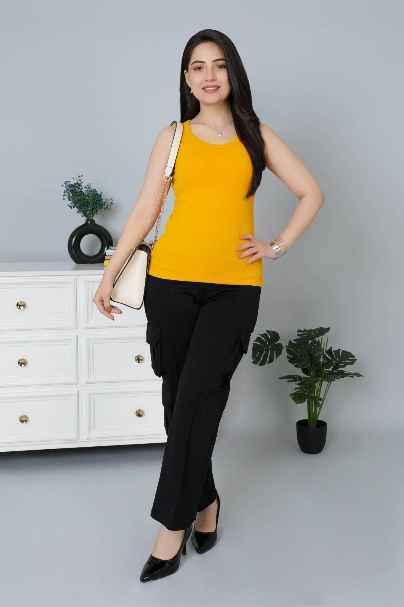 Mustard Rib Top [ 280 GSM non transparent fabric ] - Rib top